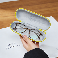 Étui de protection portable pour lunettes, en EVA rigide, à motif à carreaux, avec fermeture éclair, logo personnalisé de haute qualité, bleu plume