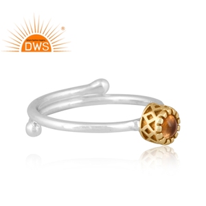 แหวนพลอยซิทรีนธรรมชาติทำด้วยมือเงินแท้จากผู้ผลิตเครื่องประดับแบบวางซ้อนกันได้ - Product Image 3