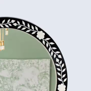 Vente chaude Personnalisé Conçu Os Incrustation Mur Miroir Décoratif Haute Qualité Arrondi Bois Résine Incrustation Moderne par croissant artisanat - Product Image 3