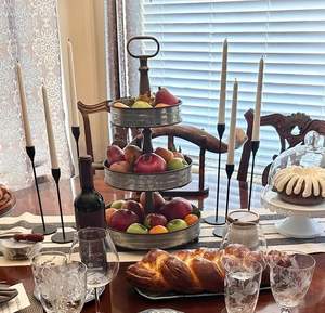 Bandeja de Servicio de Metal Galvanizado de 3 Niveles, Hecha a Mano, Ecológica, con Asa, Decorativa para Cocina - Product Image 3