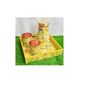 Bouteille d'eau en cuivre pur à forte demande, couvercle pour boire directement, pour l'ébullition, pour cadeaux d'affaires, bouteille d'eau avec verre et plateau - Product Image 1