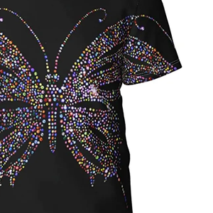 Camisetas suaves y cómodas con diamantes de imitación, camisetas con diamantes de imitación por sublimación, camisetas personalizadas con diamantes de imitación - Product Image 3