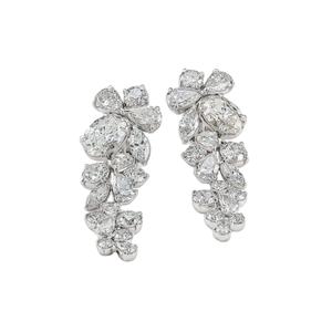 Pendientes delicados hechos a mano de 18 quilates de oro sólido corte ovalado y corte de pera diamantes de laboratorio diseño de araña flor gota pendientes de novia para mujer - Product Image 1