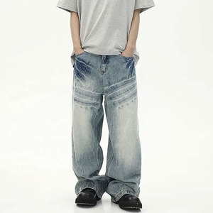 Jeans à coupe régulière personnalisés, style tendance, très vendus, pour les entreprises, denim de haute qualité avec logo personnalisé, décontracté - Product Image 1