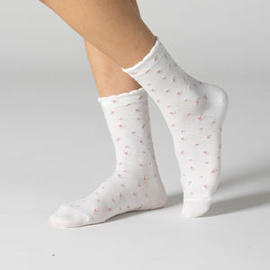 Calcetines de Algodón para Mujer Kikiya, Calcetines Casuales de Punto Transpirable, Grosor Estándar, Diseño Floral Novedoso, Diseño Bonito - Product Image 2
