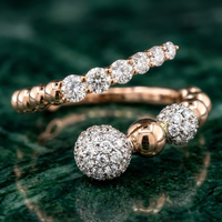 Anillo de Oro Rosa Sólido de 18k al por Mayor con Diamante Auténtico de Corte Brillante, Estilo Clásico para Boda, Aniversario, Fiesta, Joyería Fina