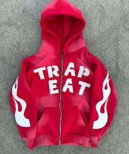 Chándal con parche y cremallera de algodón Vintage de alta calidad para hombre, personalizable, desteñido al sol, desgastado, lavado ácido, impreso, fabricante directo - Product Image 6