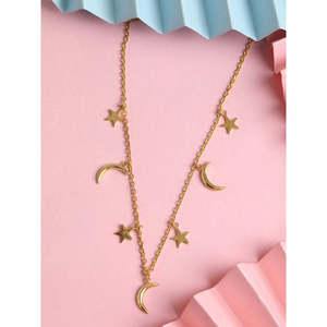 Collar CLARA Vintage de Plata de Ley 925 con Colgante de Luna y Estrella, Bañado en Rodio y Oro, con Diamante y Perla como Piedra Principal, Ideal para Regalo - Product Image 2