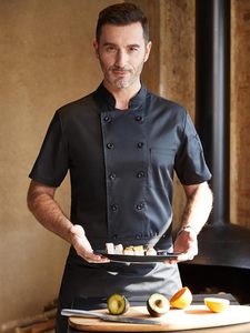 Men Chef Uniform with <b>Stand</b> Collar Double Row Buttons and Patch Pocket Cotton Polyester fabric Breathable Comfort Fit - Product Image 6