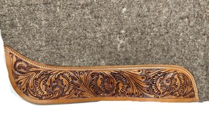 แผ่นรองอานม้าแบบตะวันตกที่ใช้มือแบบพรีเมี่ยมผ้าขนสัตว์หนาบุผ้าสักหลาดลายดอกไม้แกะสลักทนทานซักได้น้ำหนักเบา - Product Image 2