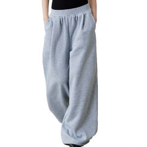 Pantalones Deportivos Térmicos para Mujer, Cintura Media Elástica, Corte Holgado, Pierna Ancha, Algodón, Resistentes al Viento, Transpirables, Estilo Urbano, Casuales, Invierno - Product Image 3