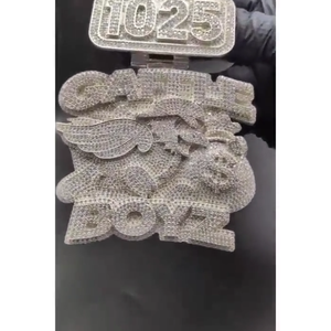 จี้เงินแท้ 925 ดีไซน์การ์ตูนแบบ Iced Out ประดับเพชรโมอิสซาไนต์ VVS ตัวอักษรเริ่มต้นแบบกำหนดเอง สไตล์ฮิปฮอปสุดหรู - Product Image 3