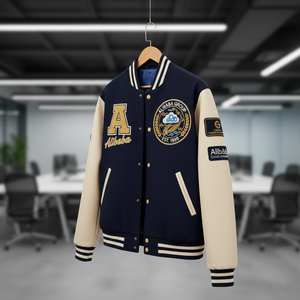 Chaqueta Universitaria de Béisbol con Logotipo Bordado Personalizado, Teñida, 100% Seda, Ecológica, Resistente al Viento, Transpirable, Estilo Vintage, Invierno, Unisex - Product Image 4