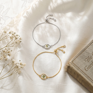 Bracelet réglable en acier inoxydable avec breloque ovale en résine florale, chaîne à maillons pour femme, cadeau bijoux 2 - Product Image 1