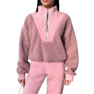 Sudadera de invierno de retales personalizada para hombre, media cremallera, cuello redondo, 100% algodón, transpirable, holgado - Product Image 3