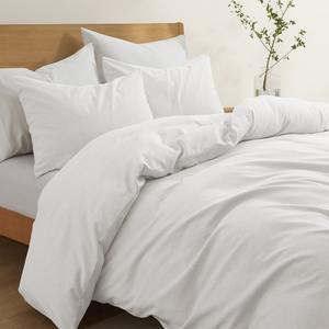 Wholesale Luxury Hotel Linen White Bed <b>Sheets</b> Set 500TC Grade Poly-Cotton Blend Skin-Friendly Breathable Bedding for Resort Inn - Product Image 5