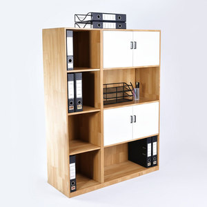 Meuble de classement 4 niveaux 120x40x170cm, design moderne et minimaliste, en bois de caoutchouc et plastique, réglable, pour bureau et atelier - Product Image 5