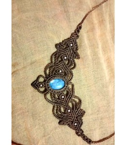 Haute qualité Vintage forme ovale macramé chaînes collier nouveauté fil noir couleur été - Product Image 4