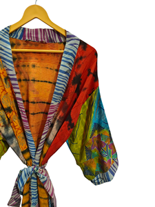 Kimono indien vintage en soie Sari Lounge Wear Bikini Cover Up Gift For Her Night Wear Vêtements pour femme - Product Image 4