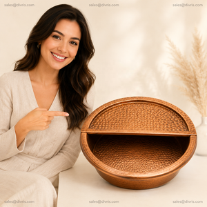 Tazón Redondo de Cobre Antiguo para Pedicura, Hecho a Mano, para Uso en Salones de Belleza y SPA - Product Image 3