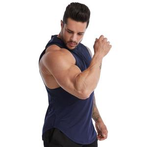 Wholesale New Men's <b>Black</b> Tank <b>Top</b> Square Collar Sports Vest Breathable Fitness Hooded Muscle <b>Top</b> - Product Image 4