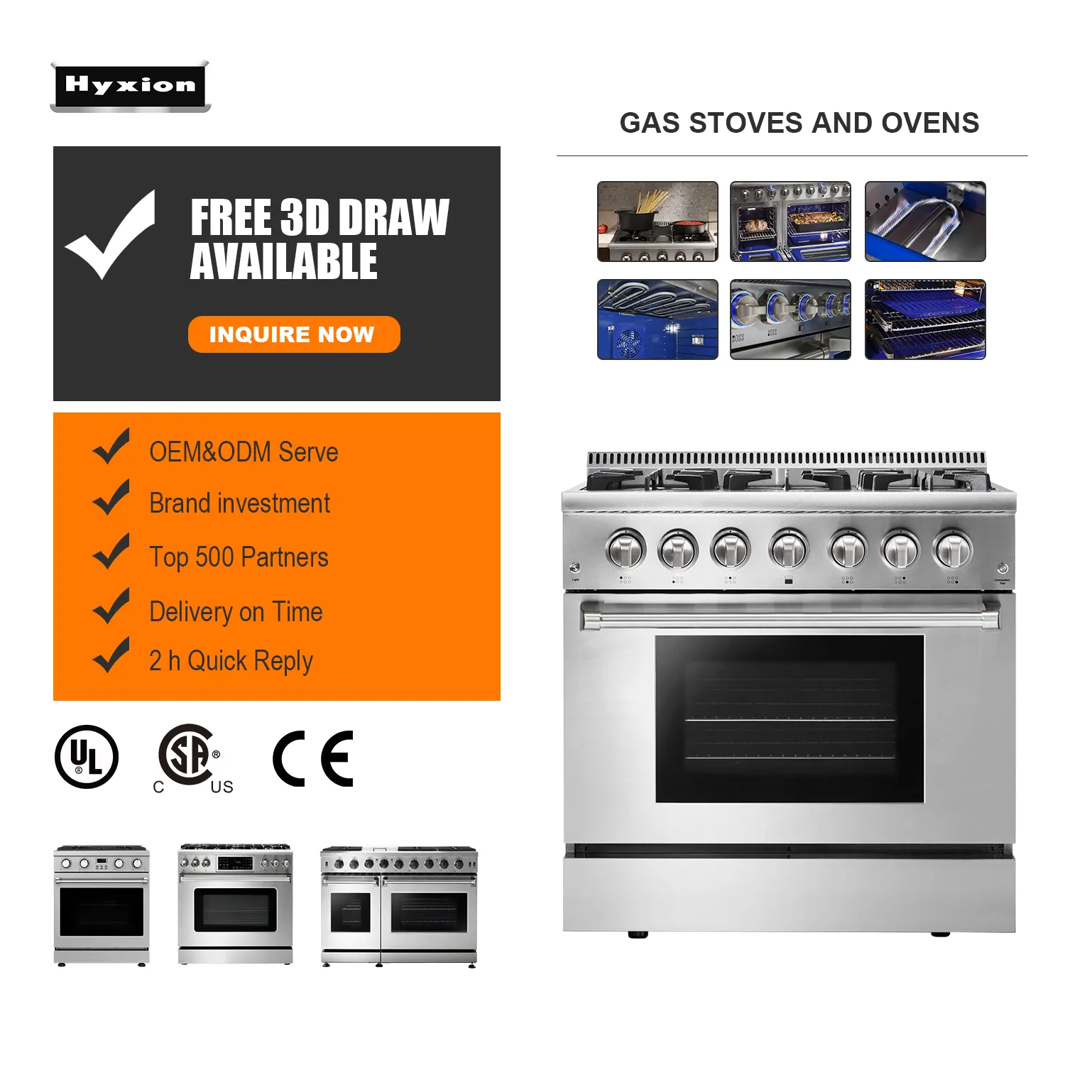 Hyxion 36'' induction gas cook top stoves