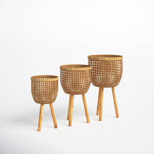 Lot de 3 jardinières en bambou pour ornement de jardin intérieur et extérieur polyvalent et écologique - Product Image 5