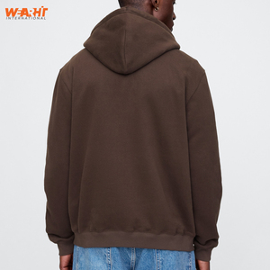 Sweat-shirt à capuche unisexe Basics 100% coton mélangé personnalisé marron sweat-shirt zippé avec logo délavé techniques de teinture par cravate imprimé teint uni hiver - Product Image 5