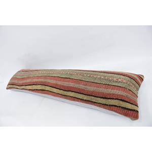 Beige Kantha Patchwork Wool <b>Pillow</b> 12x48 Inch Woven Luxury Eco-Friendly Non-Slip Removable Washable Zipper Closure Throw <b>Pillow</b> - Product Image 5