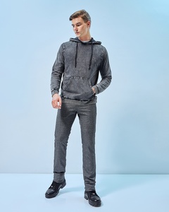 Stone Washed <b>Combed</b> Cotton Washed Hoodie For Men Comfortable Relaxed Fit Casual Wear Pullover Hoodies Ribbed Cuff And Drawstring - Product Image 6
