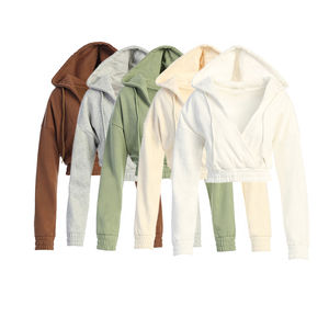 2023 invierno mujer logotipo personalizado algodón francés Terry Sudadera con capucha alta calidad superposición frente Jumper suéter estilo Casual - Product Image 1