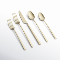Ensemble de couverts écologiques en acier inoxydable 5 pièces, poli miroir, cuillère, couteau, fourchette, réutilisables, pour l'extérieur, au prix le plus bas
