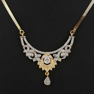 American Diamond <b>Locket</b> Set - Golden & <b>Silver</b> - Product Image 3
