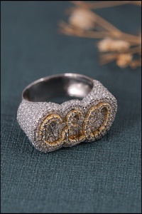Original 925 Plata hombres elegante Moissanite Iced out joyería Hip Hop diseño anillo de bodas con diamante para él - Product Image 2