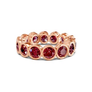 Bague Éternité Ronde Bezel Cherry Cognac en Or Massif 14K avec Diamants de Laboratoire 1.00 Ct Tw Couleur Cherry Cognac Pureté VS 20 Diamants - Product Image 3