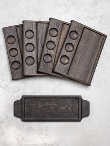 Plateau de service rectangulaire en bois de manguier de style vintage avec poignées, bordure florale sculptée rustique, plateau à café pour le petit-déjeuner en bois - Product Image 6