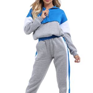 Sudaderas con capucha para mujer, conjunto de Sudadera con capucha de lana, chándal de lana de invierno, conjunto de 2 piezas para mujer, Top corto, Sudadera con capucha de gran tamaño para mujer - Product Image 1