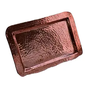 Latest Design Rectangle Copper Plate Large Thali dinnerware sets plates charger plates Laser Engraving Copper Thali for Multiuse