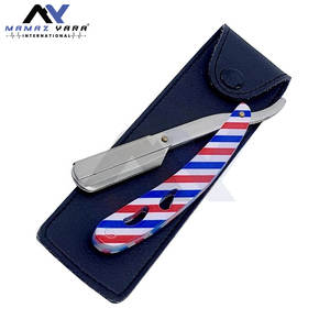 Rasoirs de barbier OEM de marque avec logo personnalisé, motif USA, meilleur fabricant, avec pochette en cuir - Product Image 5