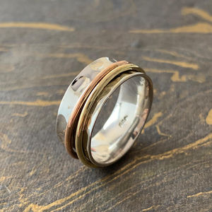 Rose Gold Gold Plated Fashionable Bohemian Christian Spinner <b>Ring</b> (6.2 Grams) Inlay Setting Trendy Classic Number Shape Gift - Product Image 1
