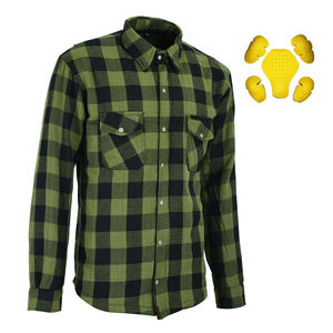 Camisa de Motociclista Blindada para Hombre y Mujer, Estilo Café Racer, Personalizada, Verde Neón y Negro, Franela 100% Algodón Suave Cepillado - Product Image 1