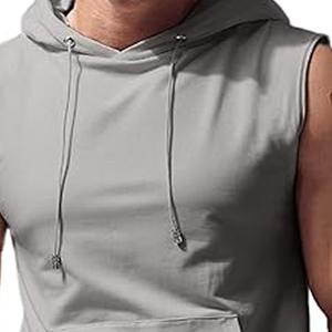 Vente en gros Débardeur sans manches T-shirt décontracté pour homme T-shirt à capuche de couleur unie Hip Hop Sweat-shirt pour homme fabriqué par Dress Sports - Product Image 2