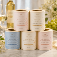 Étiquettes personnalisées pour pots de gommage à l'huile et au sel, impression dorée métallisée, autocollants adhésifs en rouleau, solution de marquage cosmétique, étiquettes d'emballage