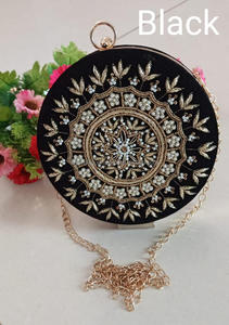 กระเป๋าคลัทช์สำหรับเจ้าสาวตอนเย็นทำด้วยมือหลากสีพิมพ์ลายดอกไม้ผ้าซาตินสำหรับผู้หญิงกระเป๋าเงินสายโซ่โลหะประดับลูกปัด - Product Image 6