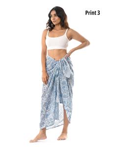 Sarong plage couverture élégant et joyeux main bloc imprimé léger doux 100% bio voile paréo écharpe robe d'été robe d'été plage - Product Image 1