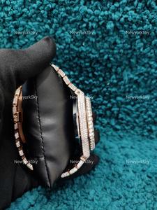 Montre-bracelet exclusive pour homme en acier inoxydable avec mouvement mécanique en moissanite hip hop bling et diamant glacé Cadran en verre - Product Image 5