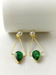 Los Pendientes chapados en oro al por mayor apropiados para bodas vienen acompañados de aretes de latón dorados hechos a mano envueltos en alambre de oro de 18K. - Product Image 2
