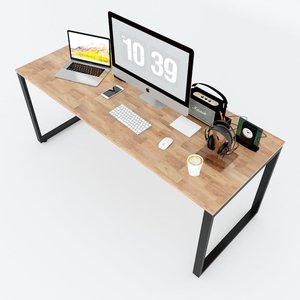 60x180cm Rectangular Rubberwood <b>Desk</b> Extendable Durable with Metal Material for Home Office School Living Room Dining-HBRT035 - Product Image 2