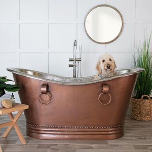 <b>Brown</b> Satin Nickel Copper Freestanding Double Slipper Bathtub Manufacturer Wholesaler Factory Direct Sale - Product Image 1