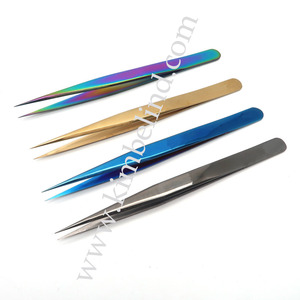 Pinces à épiler pour extensions de cils en acier inoxydable de marque privée, pinces à épiler courbées pour cils, tous les modèles - Product Image 3